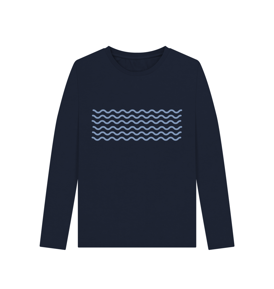 Navy Blue Printed Long Sleeve T Shirt