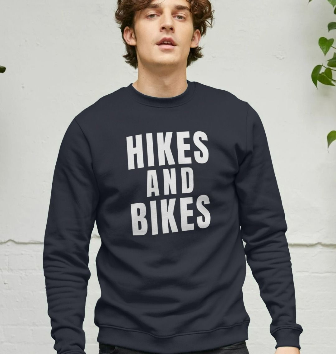 Crew Neck Sweatshirt Hikes Bikes With Back Print In White Balloon Dog