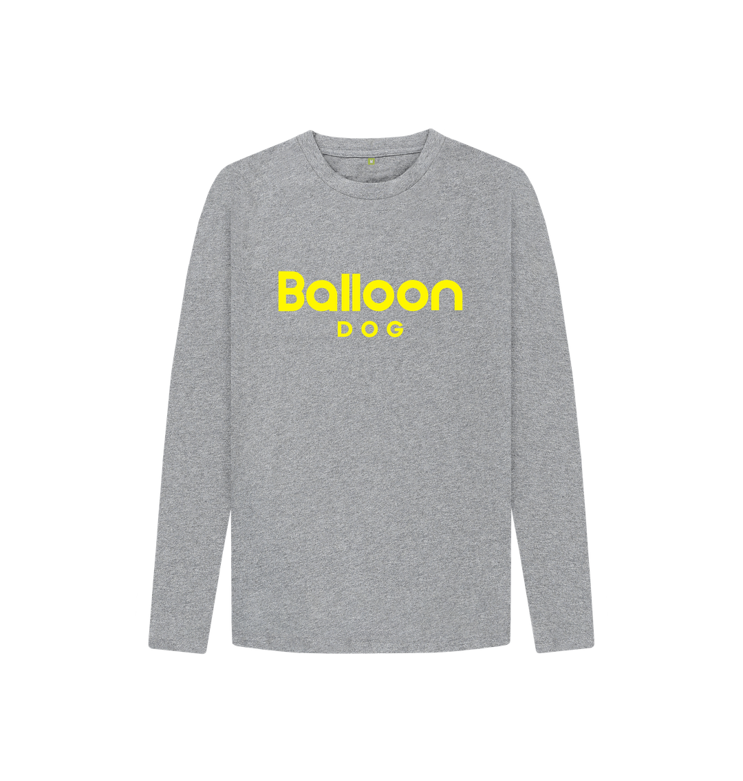 Athletic Grey Organic Cotton Long Sleeve T-shirt With Back Print In Yellow