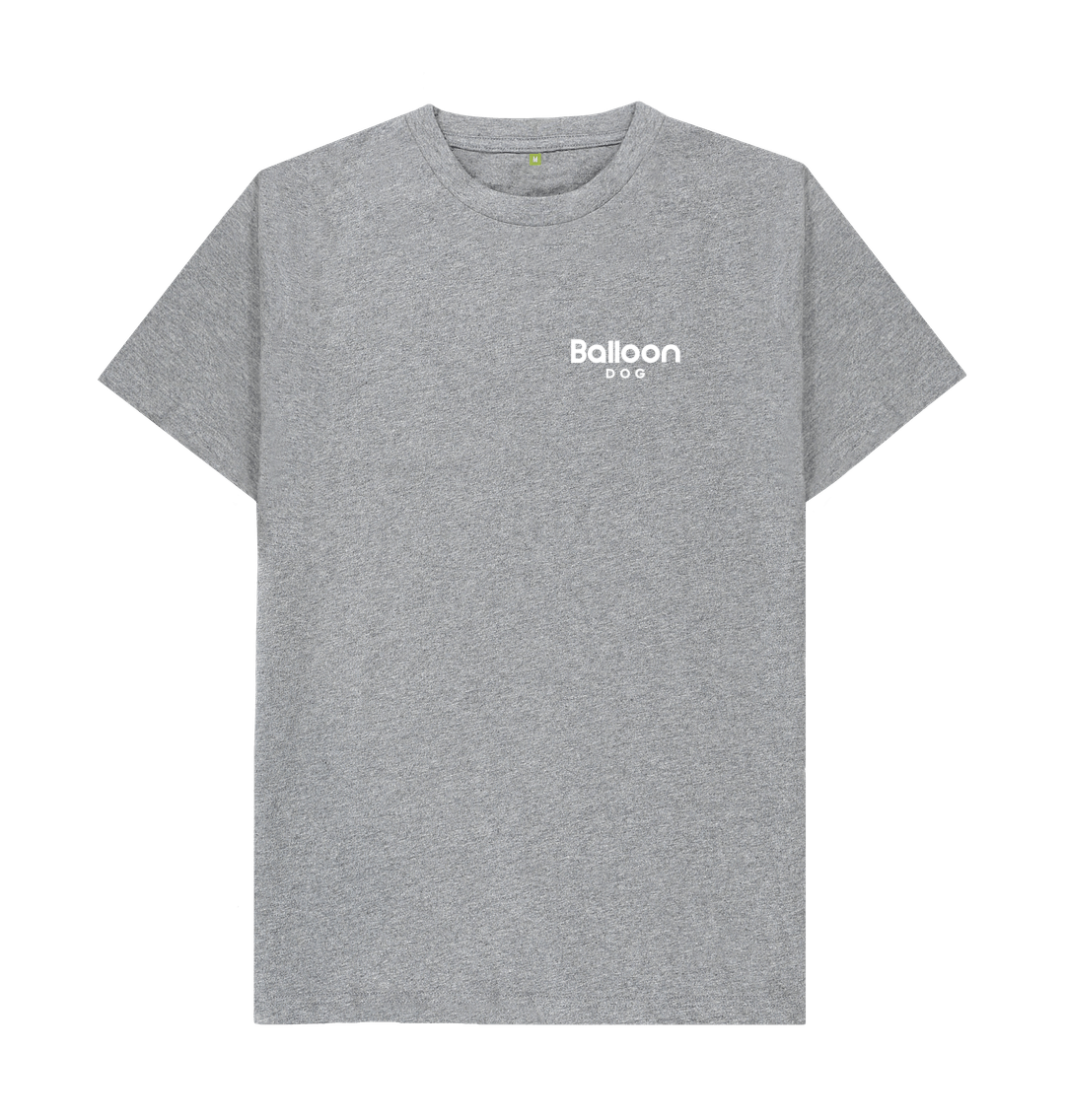 Athletic Grey Organic Cotton T-shirt with Mini Logo Back Print In White