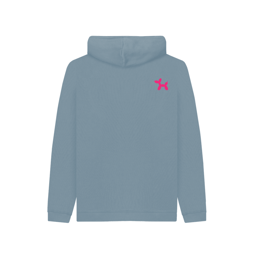 Organic Cotton Kids Hoodie With Back Print In Pink