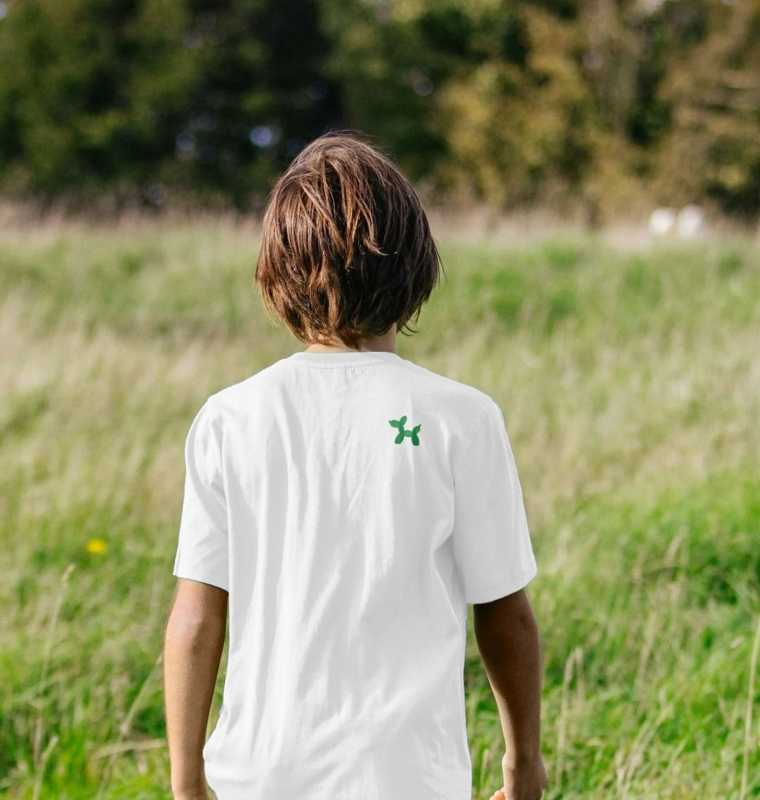 Organic Cotton Kids T-shirt With Back Print In Green