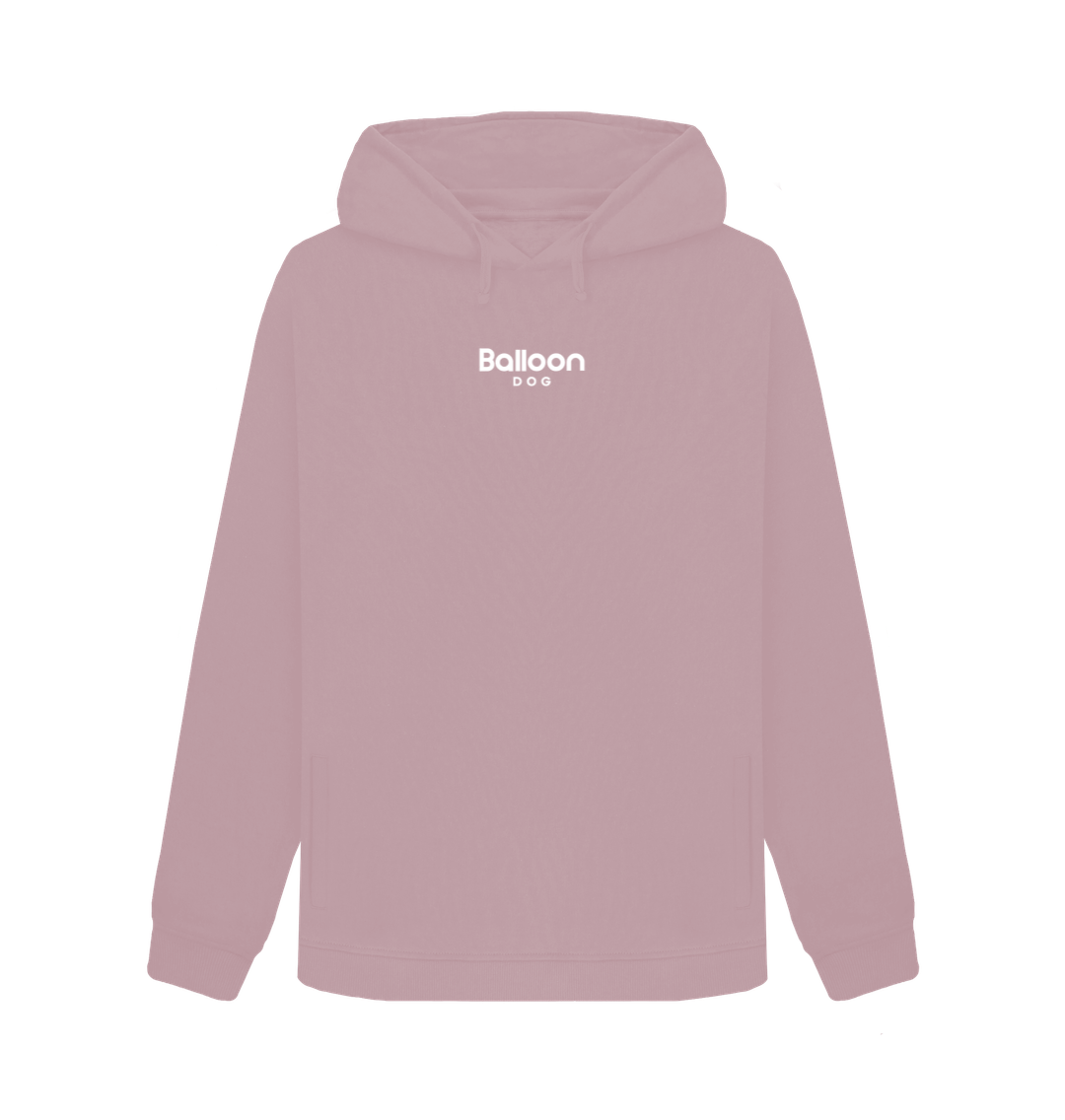 Mauve Pullover Hoodie with Back Print In White