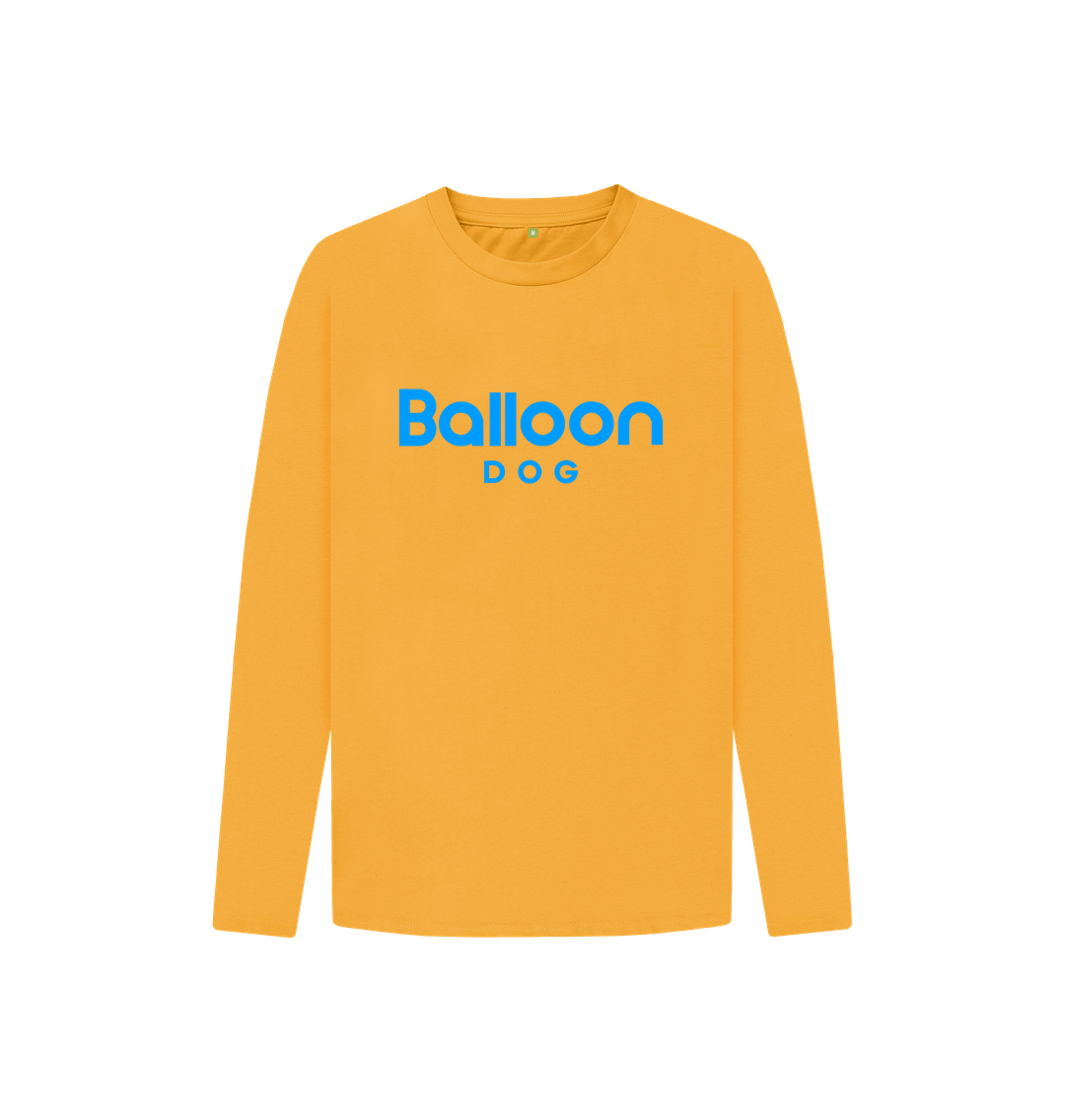 Mustard Organic Cotton Long Sleeve T-shirt With Back Print In Blue