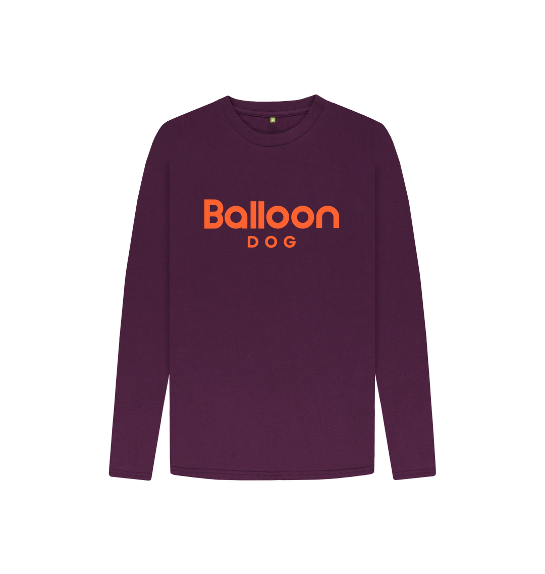 Purple Organic Cotton Long Sleeve T-shirt With Back Print In Orange