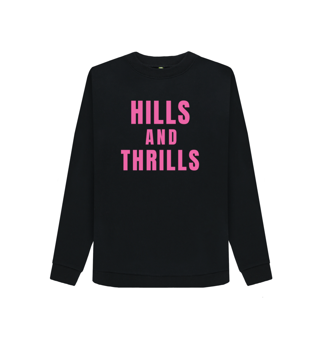 Black Hills And Thrills Crew Neck Sweatshirt With Back Print In Pink