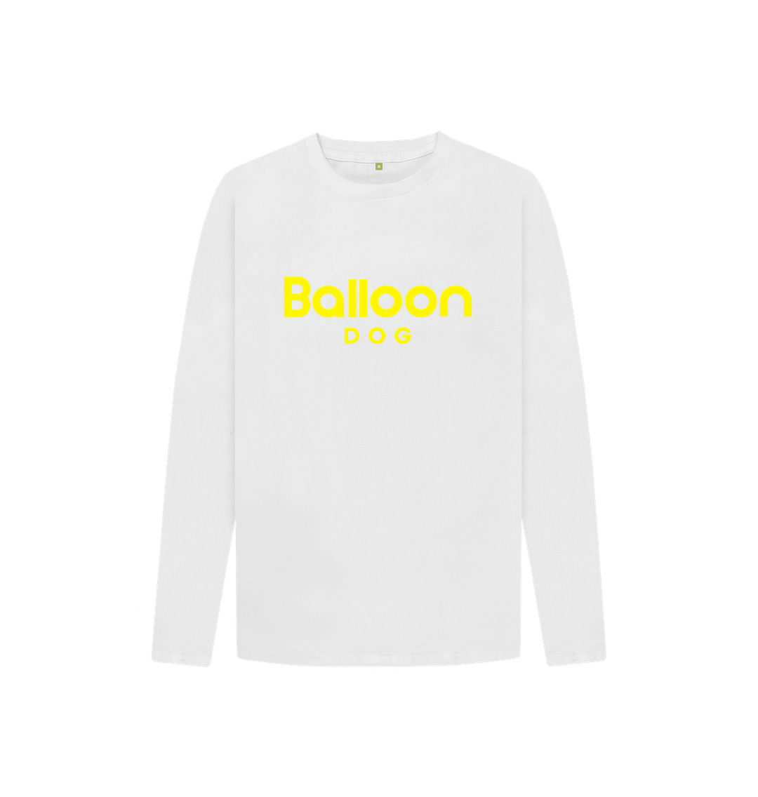 White Organic Cotton Long Sleeve T-shirt With Back Print In Yellow