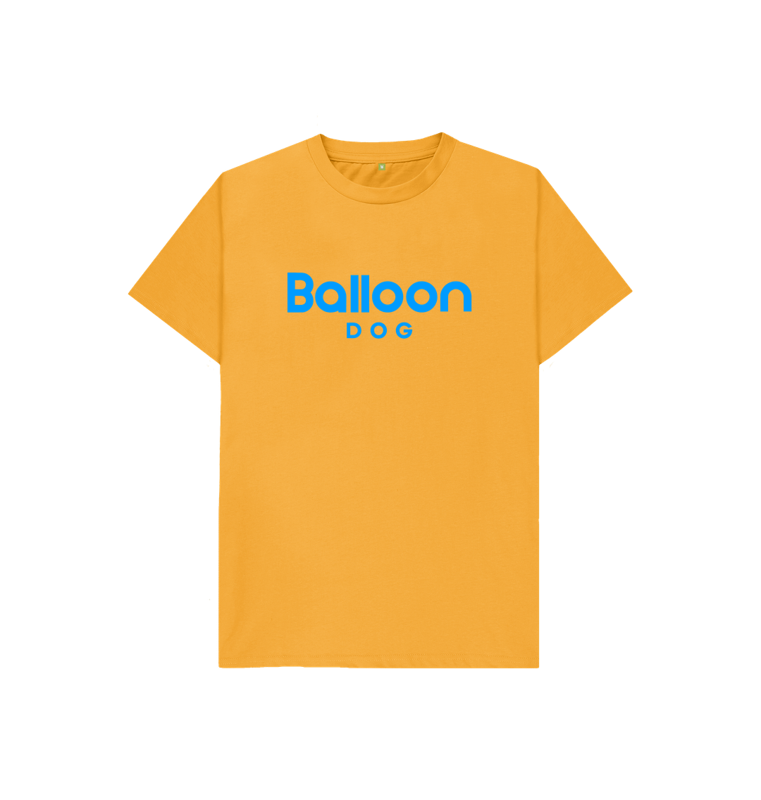 Mustard Organic Cotton Kids T-shirt With Back Print In Blue