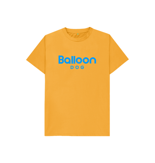 Mustard Organic Cotton Kids T-shirt With Back Print In Blue