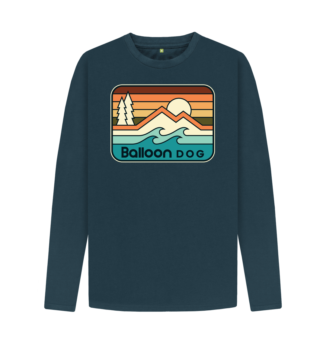 Denim Blue Retro Peaks v5 Long Sleeve T-shirt