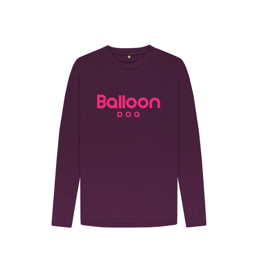 Purple Organic Cotton Long Sleeve T-shirt With Back Print In Pink