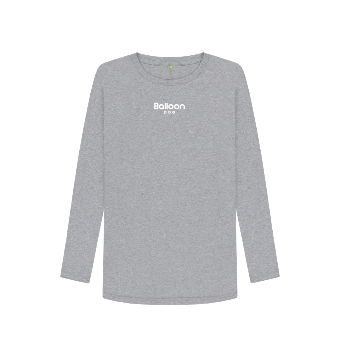 Athletic Grey Moonlight Waves Organic Cotton Long Sleeve T-shirt With Back Print In White