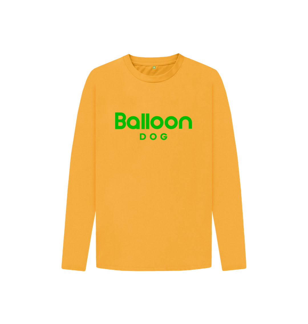 Mustard Organic Cotton Long Sleeve T-shirt With Back Print In Green