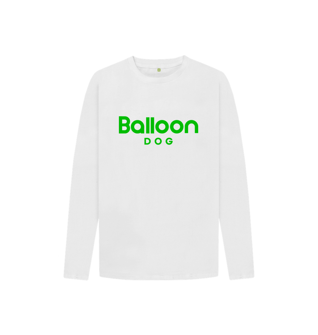 White Organic Cotton Long Sleeve T-shirt With Back Print In Green