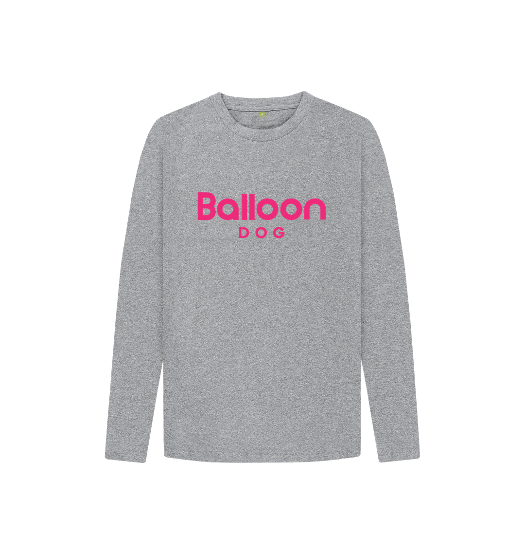 Athletic Grey Organic Cotton Long Sleeve T-shirt With Back Print In Pink