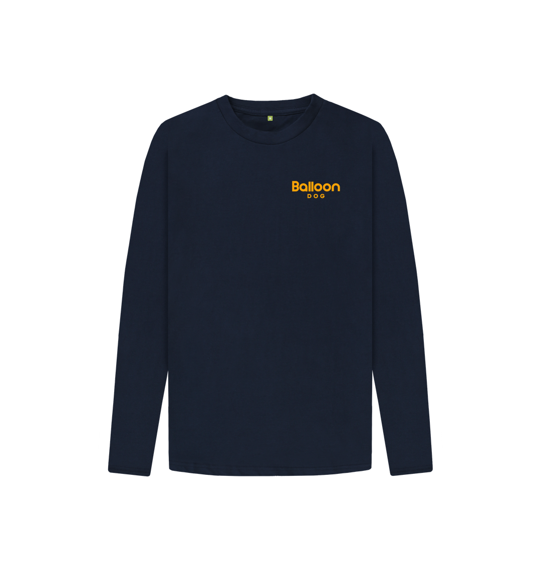 Navy Blue Retro Peaks v6 Back Print Long Sleeve T-shirt