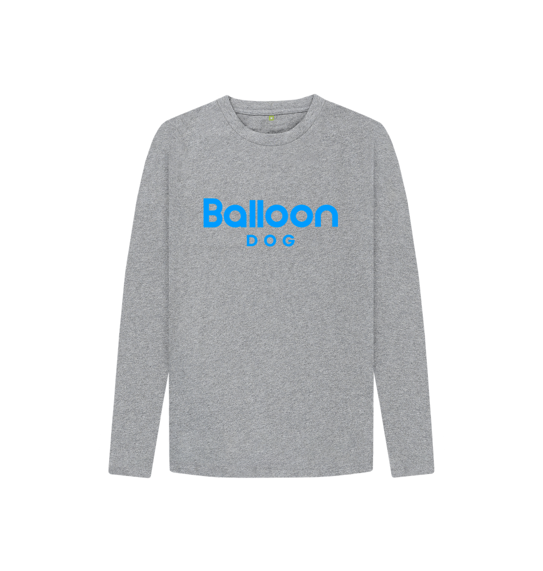 Athletic Grey Organic Cotton Long Sleeve T-shirt With Back Print In Blue