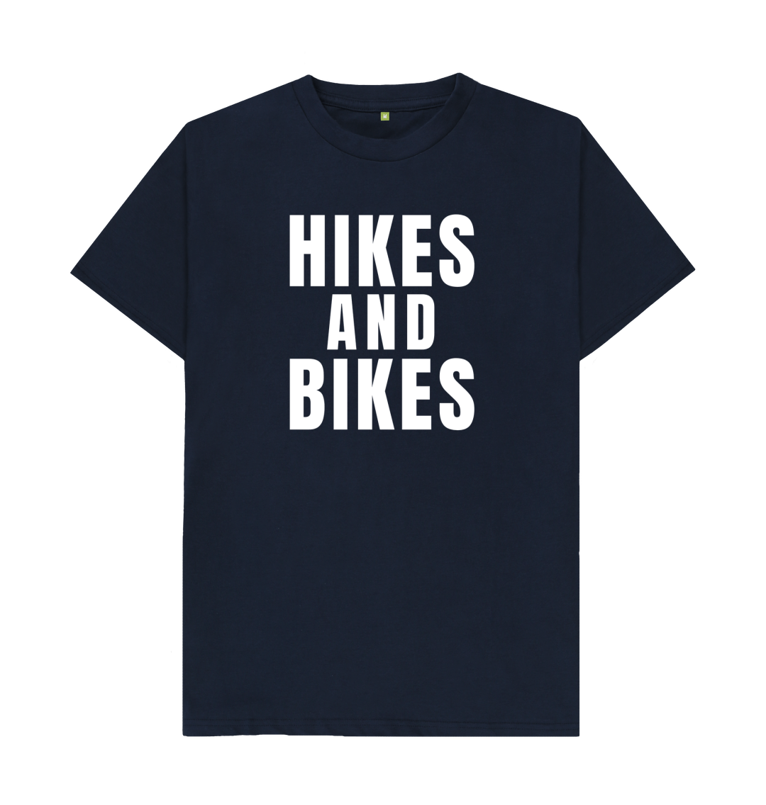 Navy Blue Hikes And Bikes With Back Print In White