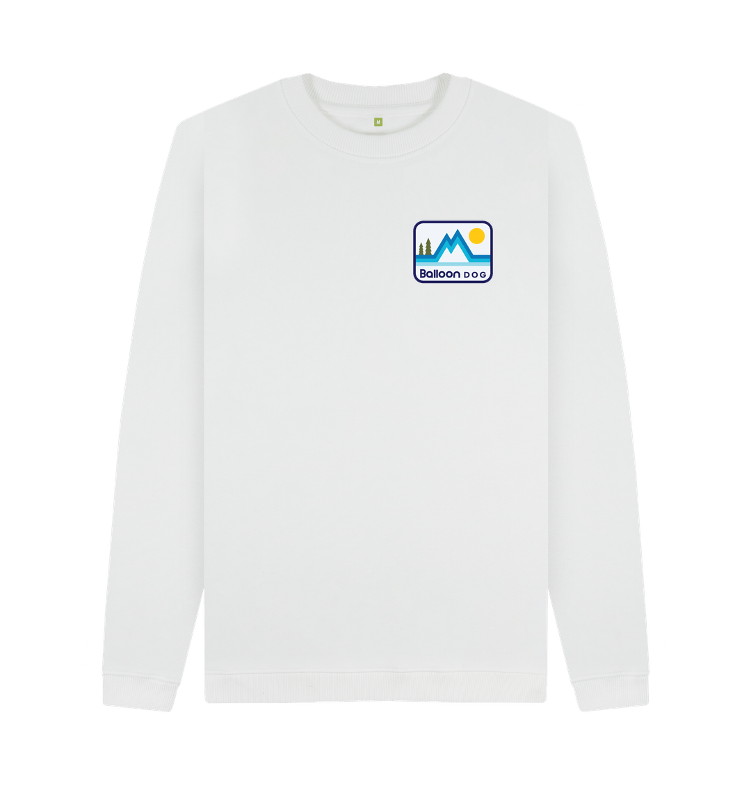 White Retro Peaks Blue Crew Neck Sweatshirt