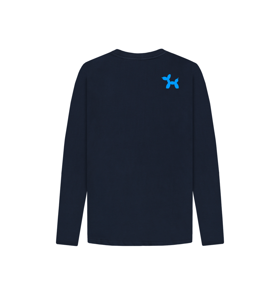 Organic Cotton Long Sleeve T-shirt With Back Print In Blue