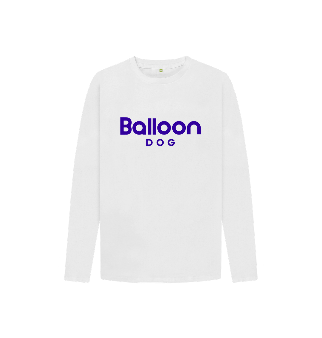 White Organic Cotton Long Sleeve T-shirt With Back Print In Violet