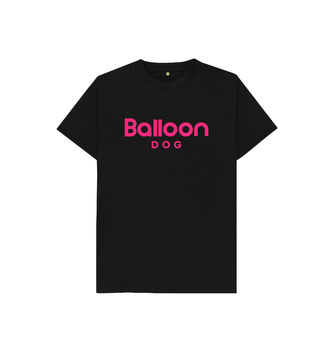 Black Organic Cotton Kids T-shirt With Back Print In Pink