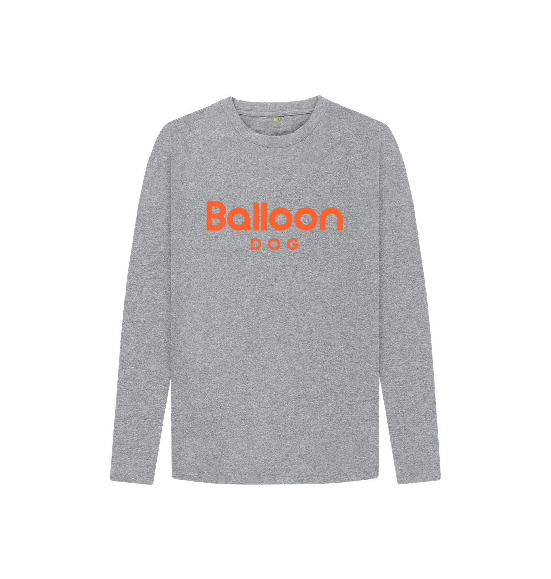 Athletic Grey Organic Cotton Long Sleeve T-shirt With Back Print In Orange