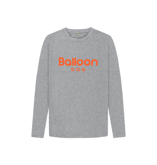 Athletic Grey Organic Cotton Long Sleeve T-shirt With Back Print In Orange