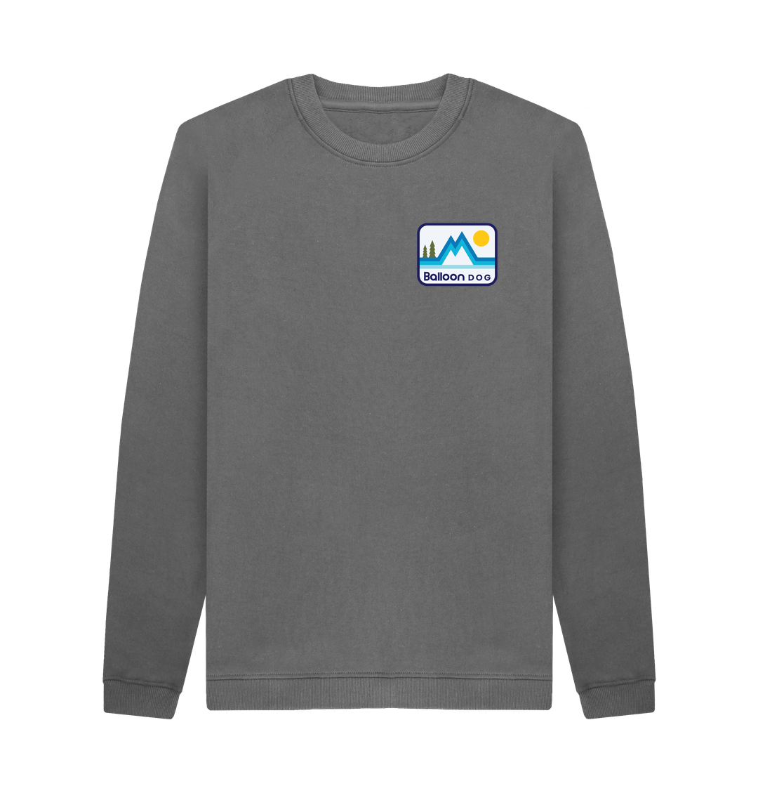 Slate Grey Retro Peaks Blue Crew Neck Sweatshirt