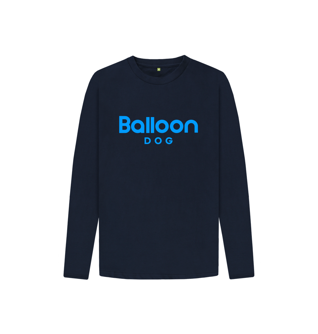 Navy Blue Organic Cotton Long Sleeve T-shirt With Back Print In Blue