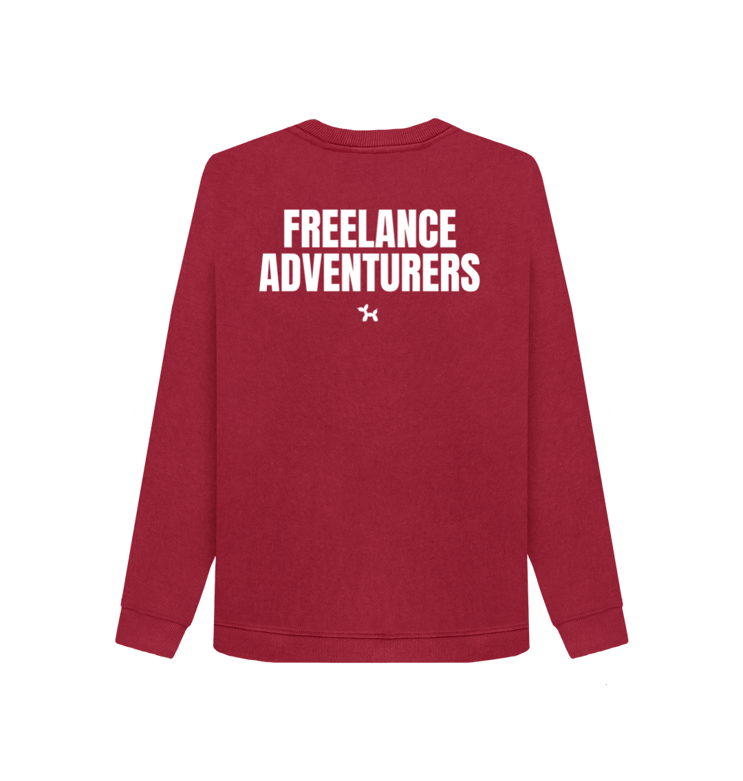 Freelance Adventurers Crew Neck Sweatshirt With Back Print In White