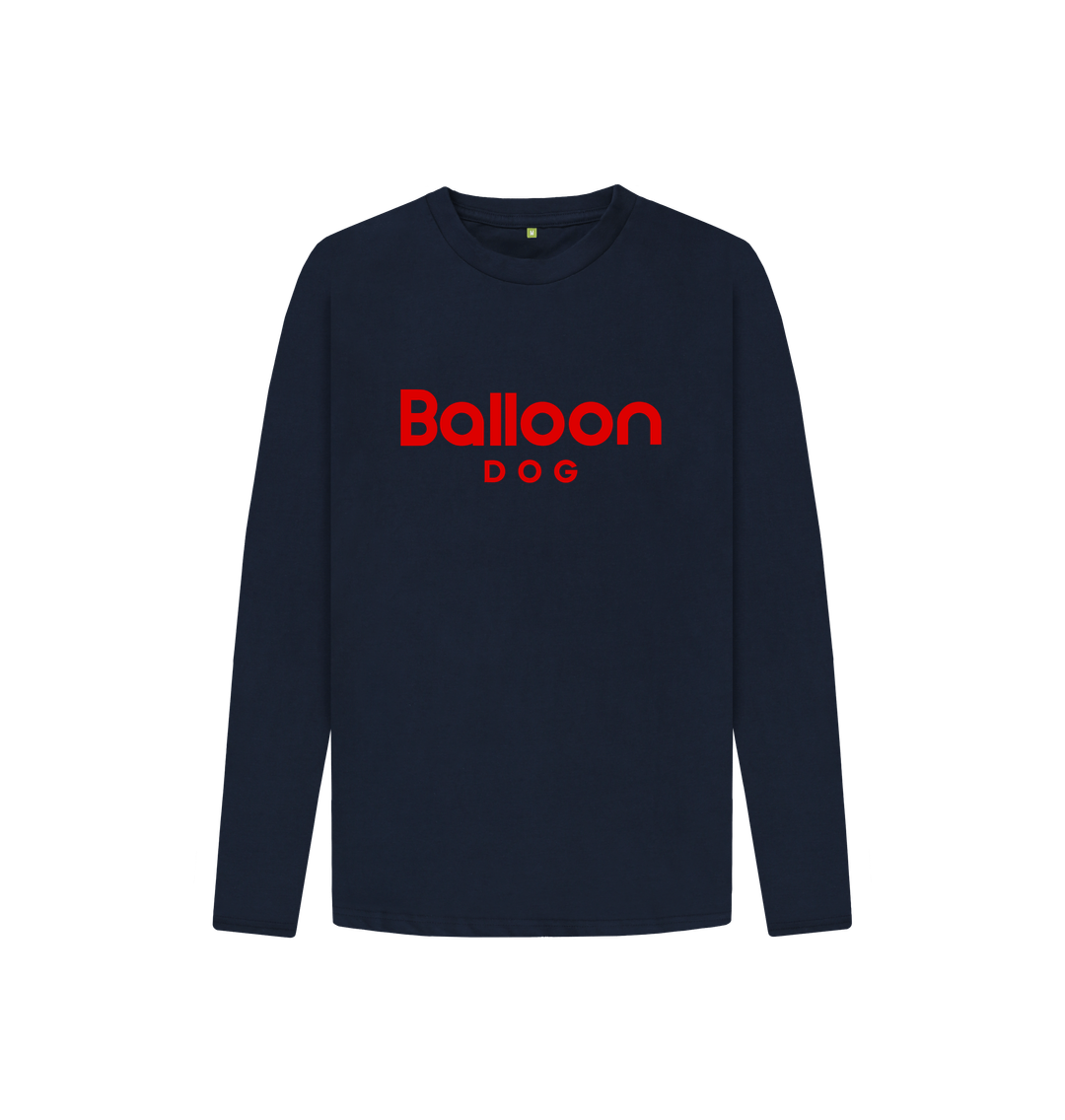 Navy Blue Organic Cotton Long Sleeve T-shirt With Back Print Red