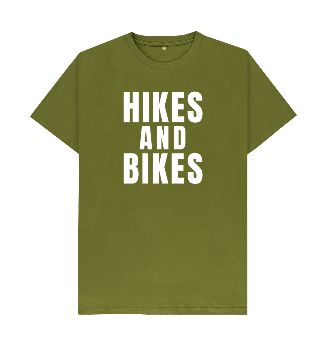 Moss Green Hikes And Bikes With Back Print In White