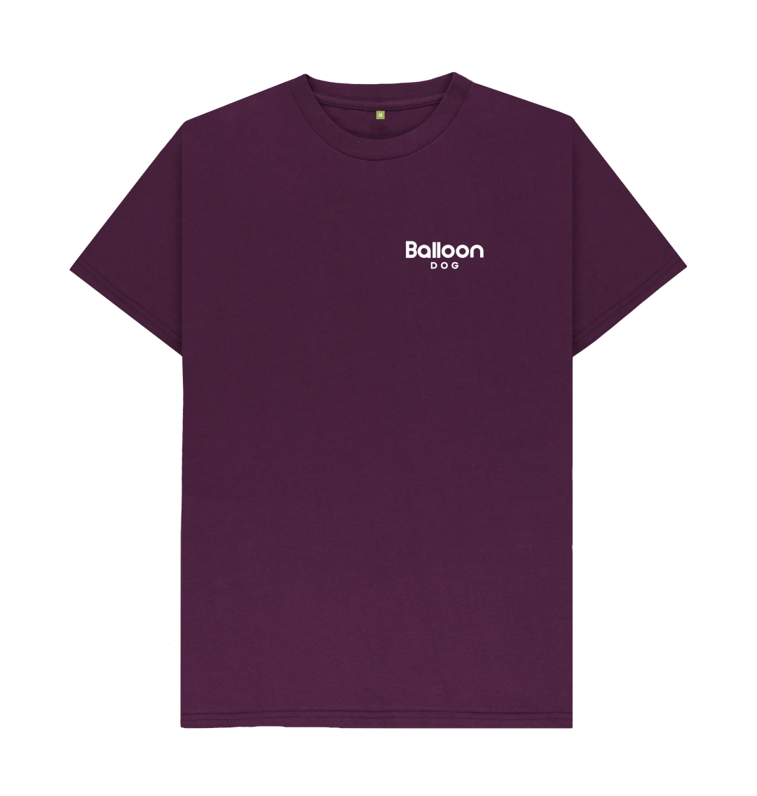 Purple Organic Cotton T-shirt with Mini Logo Back Print In White