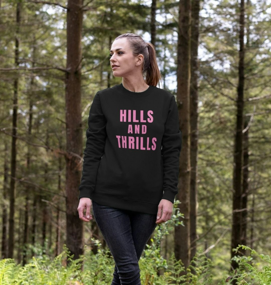 Hills And Thrills Crew Neck Sweatshirt With Back Print In Pink