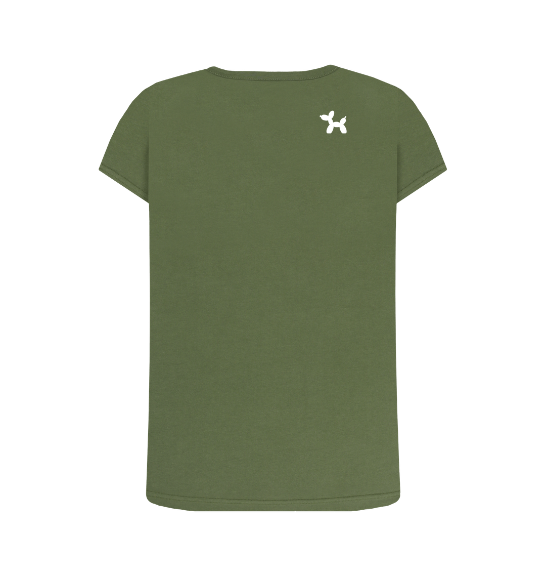 Khaki Plain & Simple Crew Neck T-shirt With The Dog On The Back