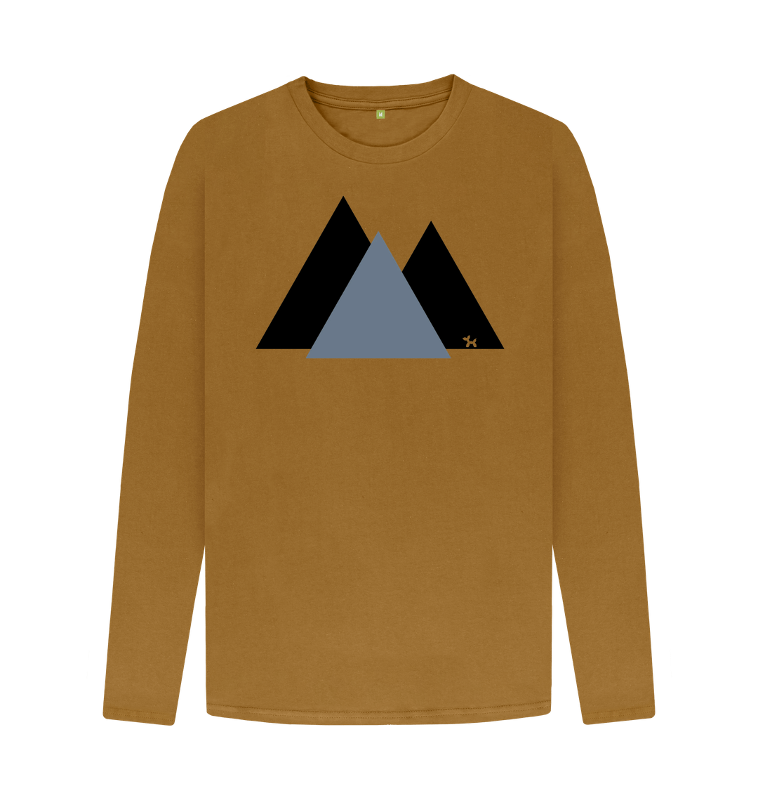 Brown The Three Peaks Long Sleeve T-shirt