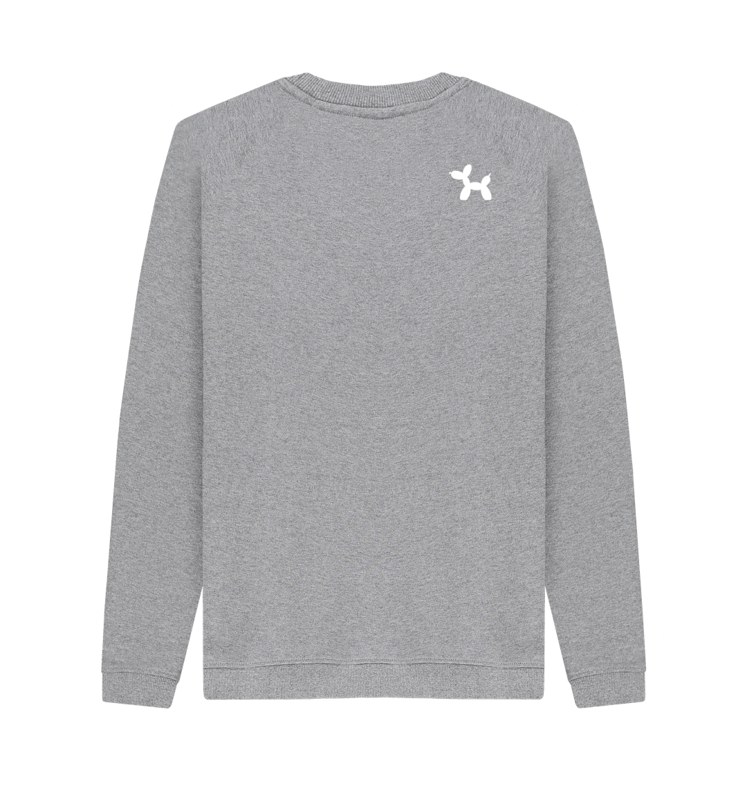 Light Heather Crew Neck Sweatshirt With Back Print In White 2