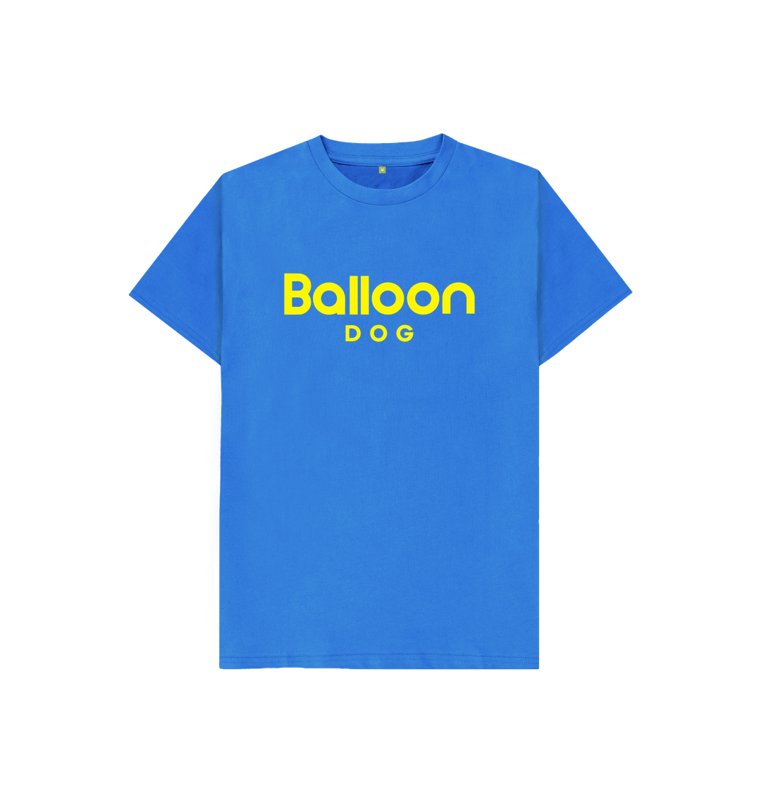 Bright Blue Organic Cotton Kids T-shirt With Back Print In Yellow