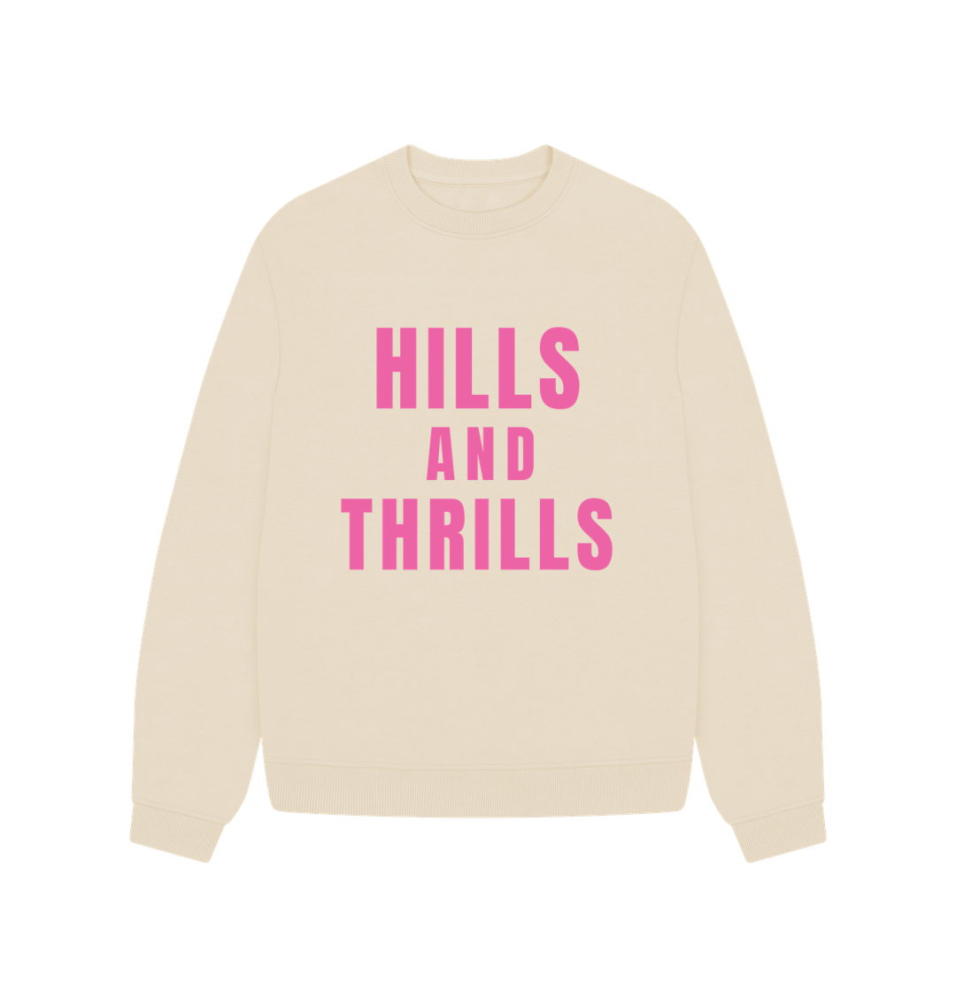 Oat Hills And Thrills Oversized Crew Neck Sweatshirt With Back Print In Pink