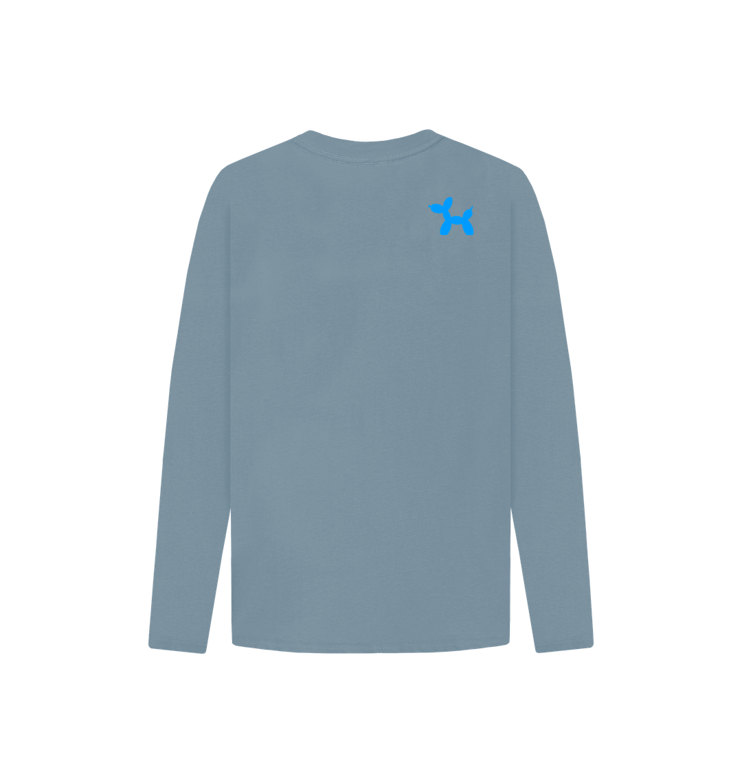 Organic Cotton Long Sleeve T-shirt With Back Print In Blue