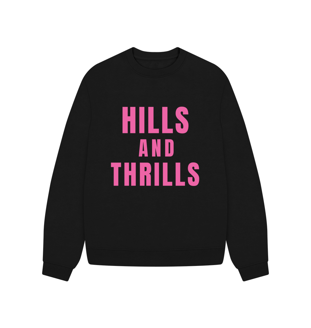 Black Hills And Thrills Oversized Crew Neck Sweatshirt With Back Print In Pink