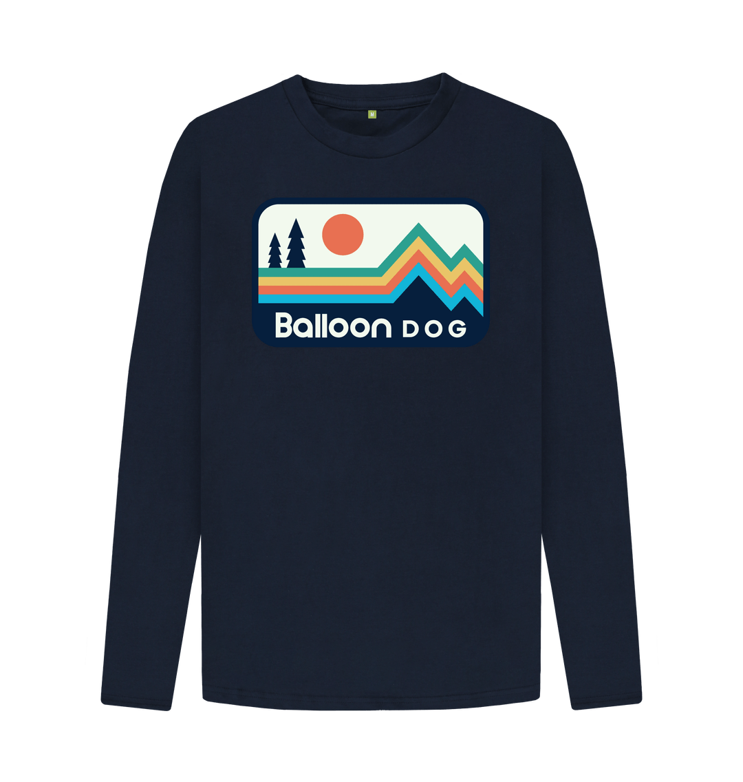 Navy Blue Retro Peaks Long Sleeve t-shirt