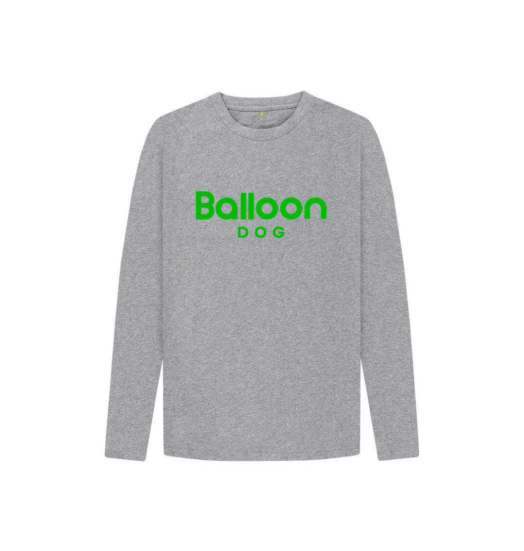 Athletic Grey Organic Cotton Long Sleeve T-shirt With Back Print In Green