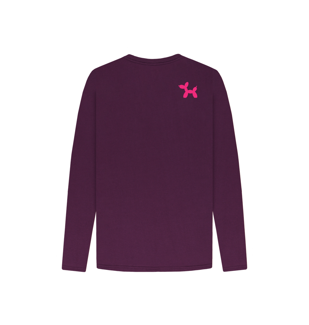 Organic Cotton Long Sleeve T-shirt With Back Print In Pink