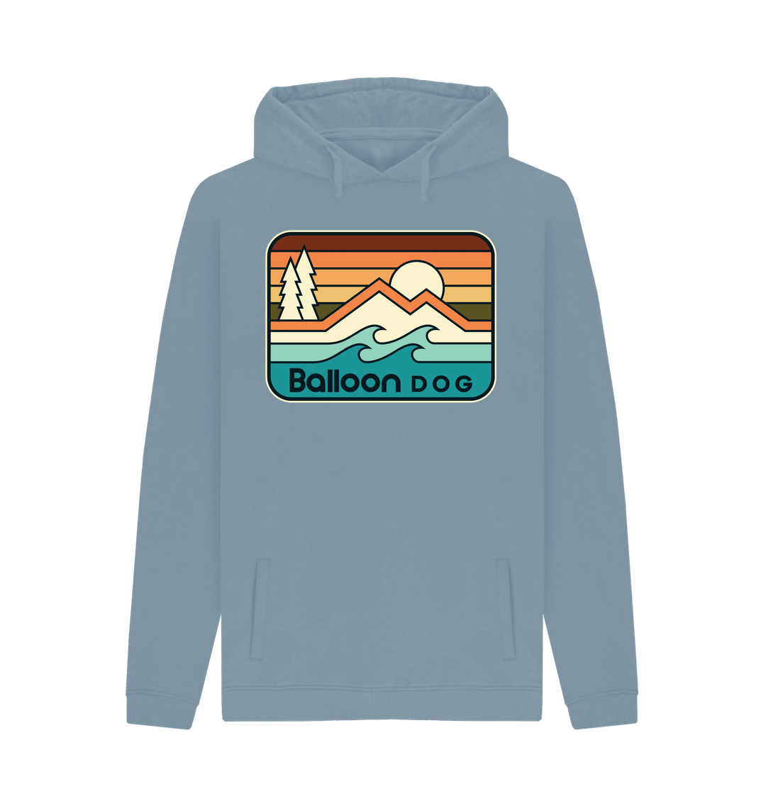 Stone Blue Retro Peaks v5 Pullover Hoodie