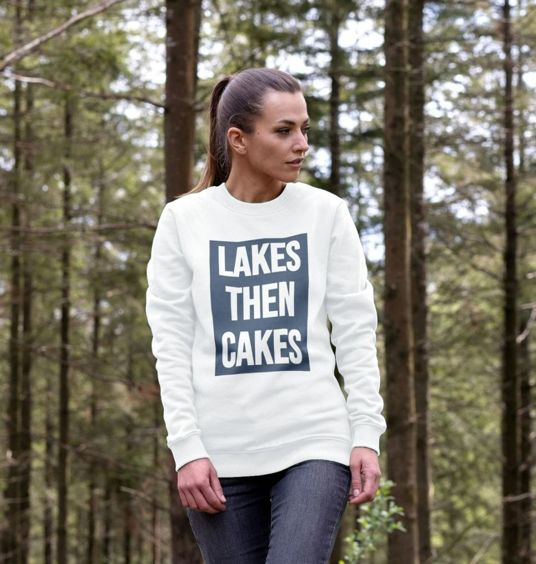 Lakes Then Cakes Crew Neck Sweatshirt With Back Print In Blue