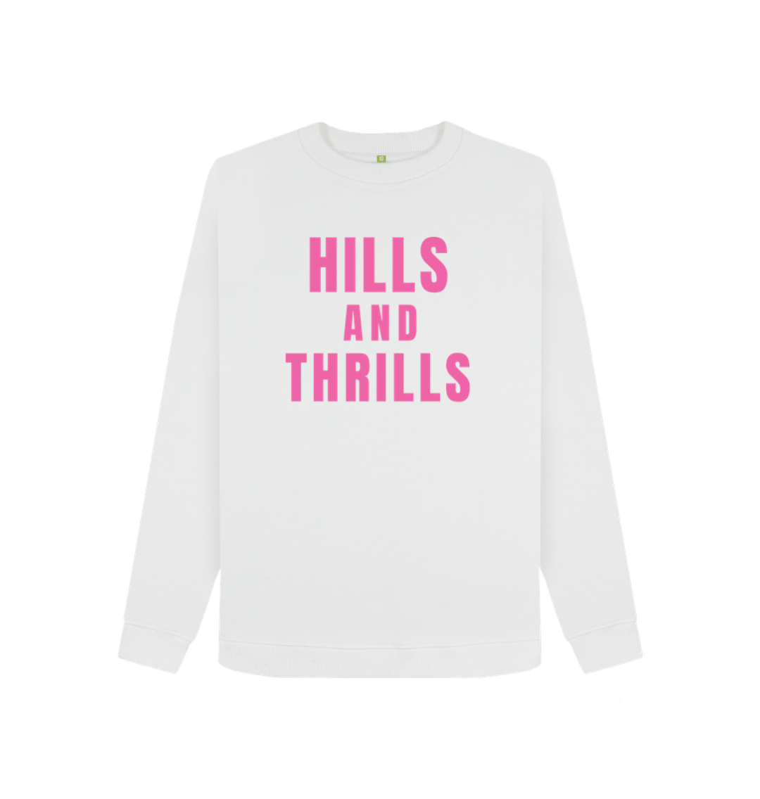 White Hills And Thrills Crew Neck Sweatshirt With Back Print In Pink