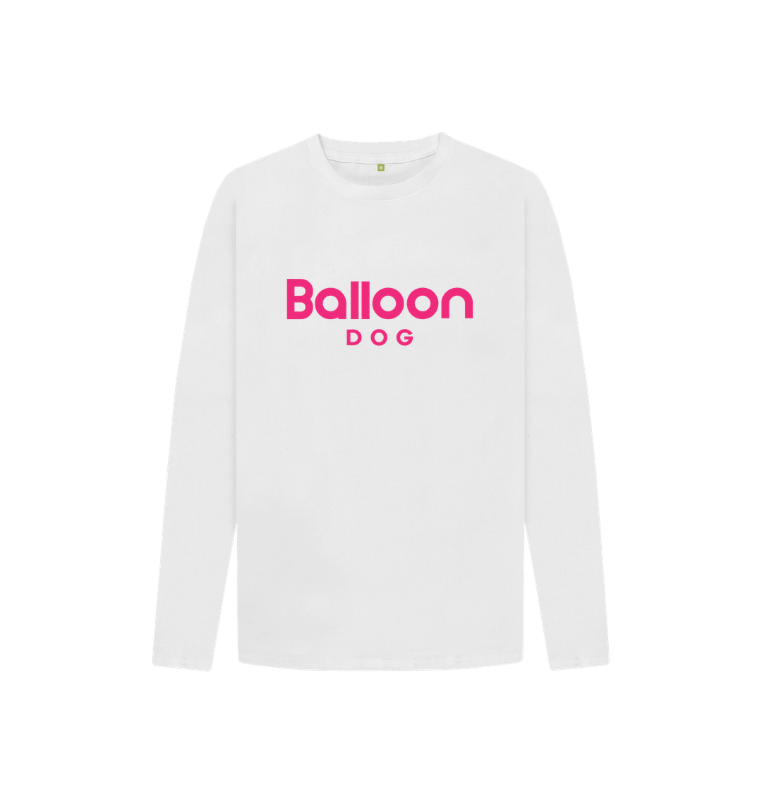 White Organic Cotton Long Sleeve T-shirt With Back Print In Pink