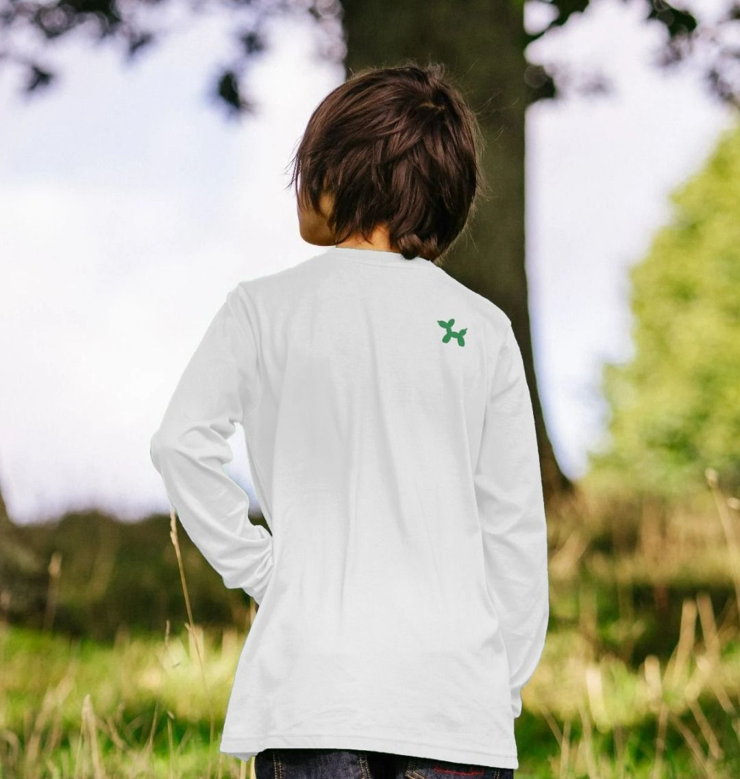 Organic Cotton Long Sleeve T-shirt With Back Print In Green